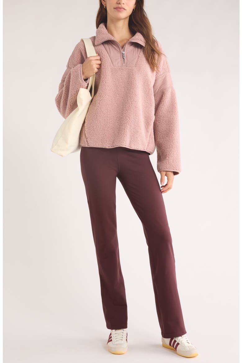 Snowday Faux Shearling Quarter Zip Pullover, Alternate, color, PINK FAWN