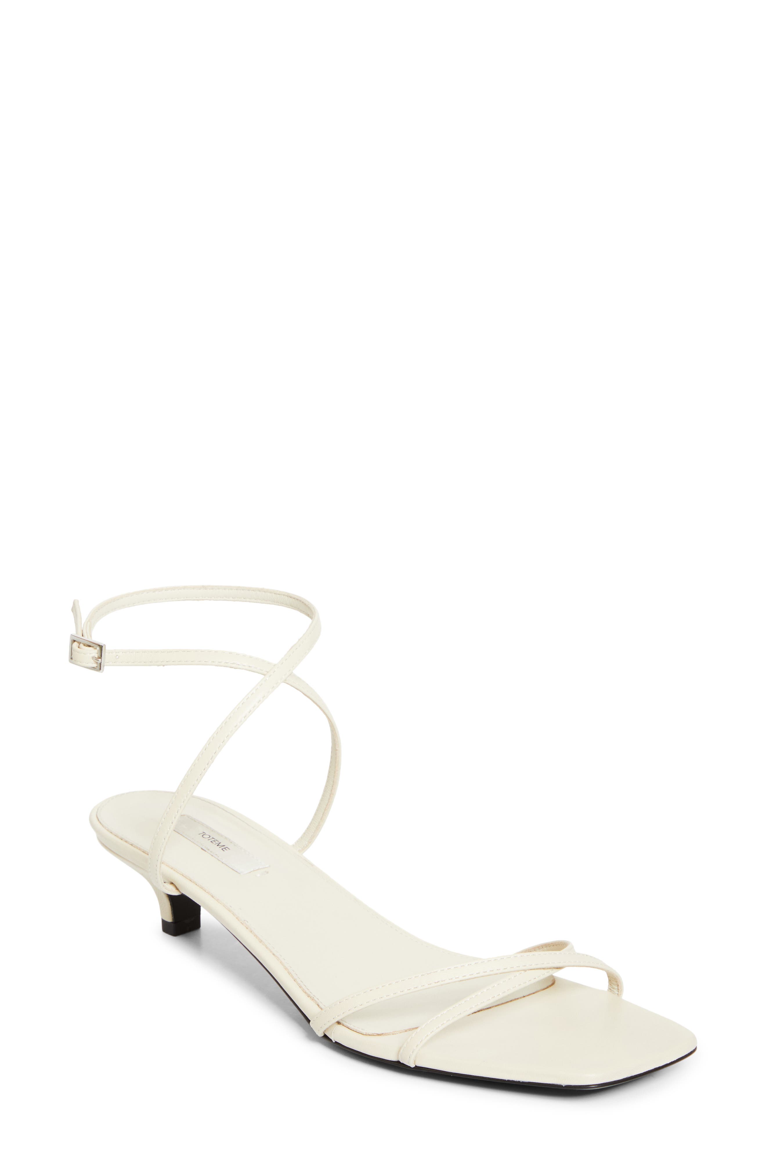 TOTEME Crossover Kitten Heel Sandal, Main, color, Off-White