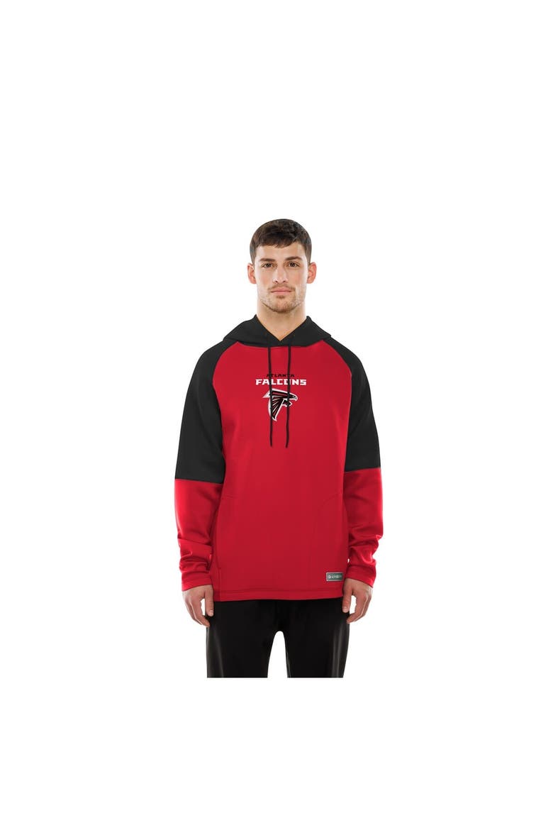 Men's New Era  Red Atlanta Falcons Combine Authentic Color Block Raglan Pullover Hoodie, Alternate, color, Red