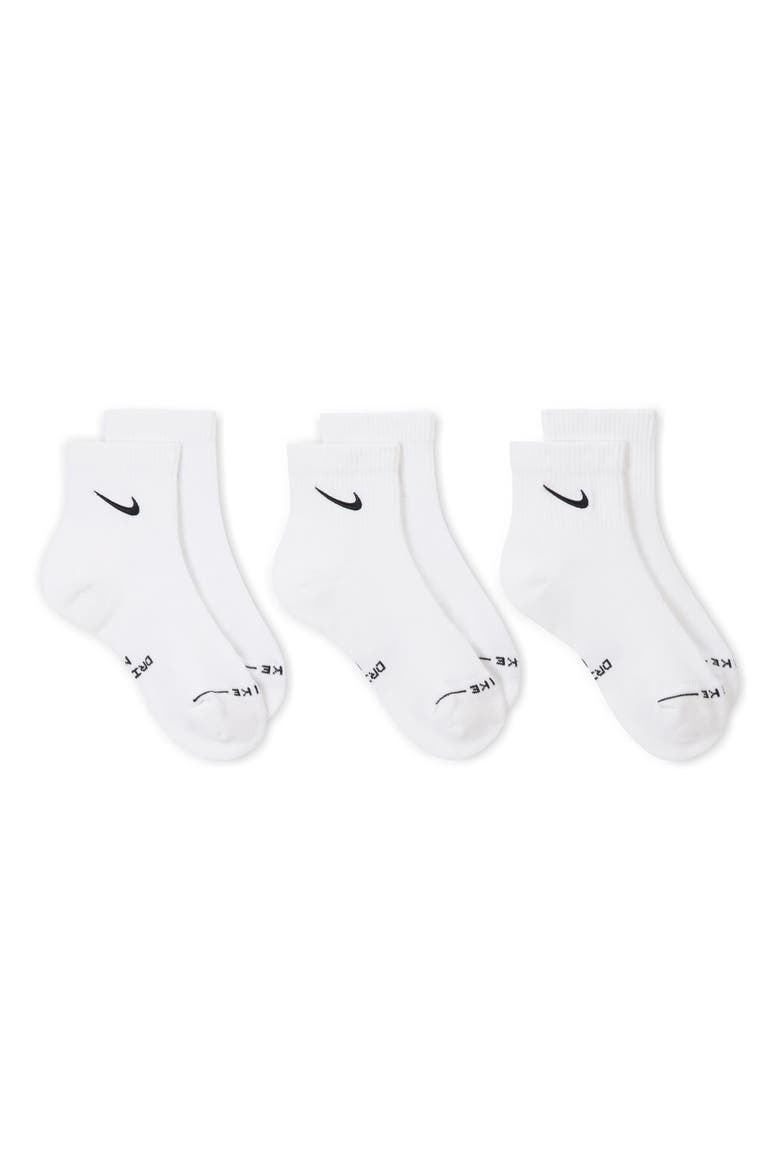 Swoosh Assorted 3-Pack Dri-FIT Quarter Socks, Alternate, color, WHITE/WHITE