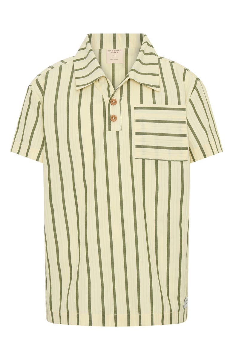 TINY TRIBE Kids' Vertical Stripe Polo Shirt, Main, color, Olive