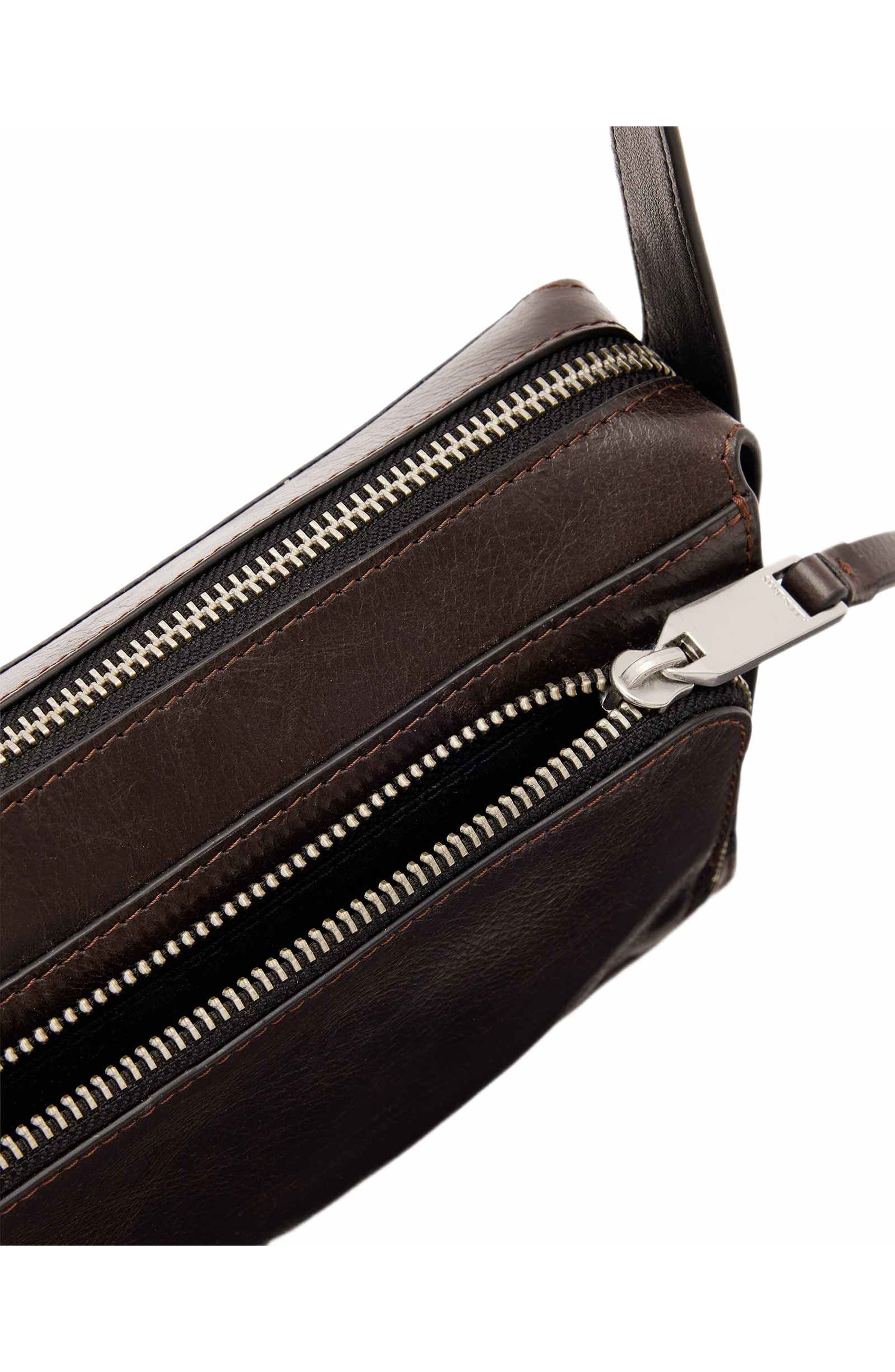 Marlo Leather Wallet Crossbody Bag, Alternate, color, BITTER BROWN