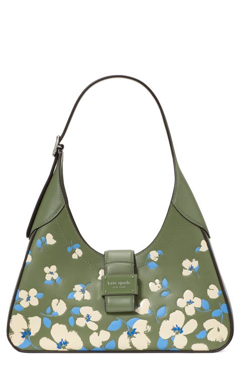 noveau painterly bouquet embossed leather shoulder bag