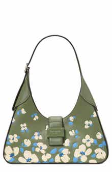 noveau painterly bouquet embossed leather shoulder bag