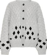 ICHI Diamond Knit Cardigan