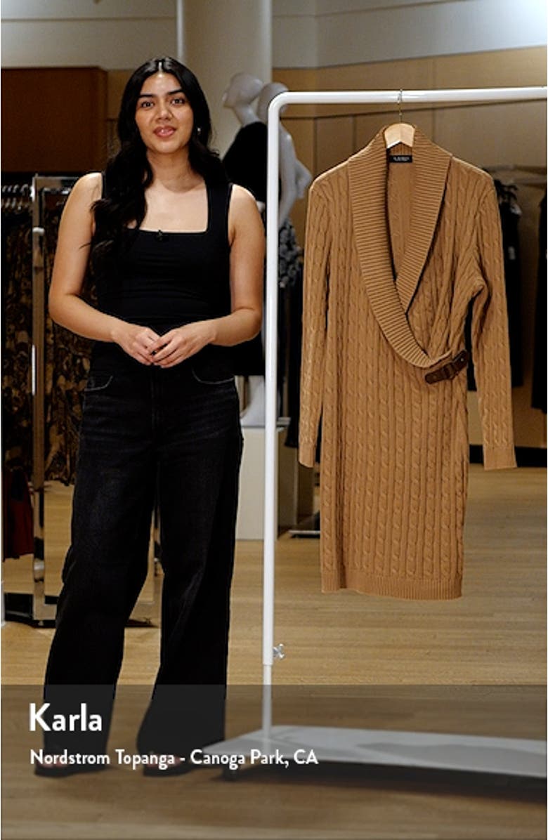 Cotton Blend Long Sleeve Sweater Dress, sales video thumbnail
