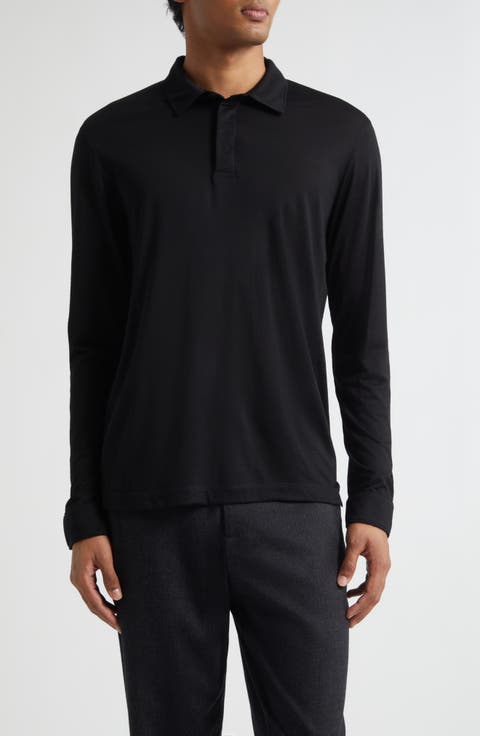 Long Sleeve Wool Jersey Polo