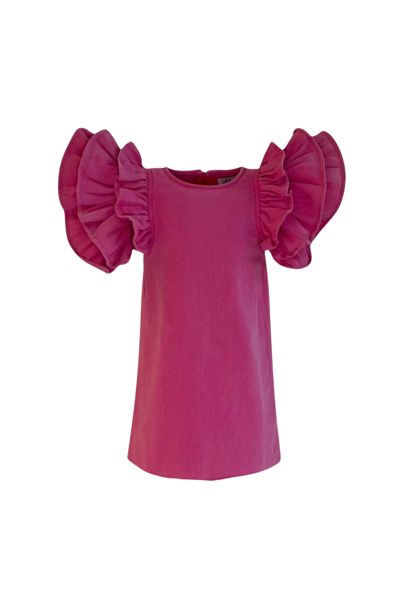 Lola + The Boys Princess Ruffle Denim Dress, Main, color, Pink