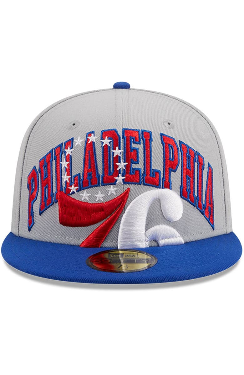 New Era Men's New Era Gray/Royal Philadelphia 76ers Tip-Off Two-Tone 59FIFTY Fitted Hat, Alternate, color, Gray