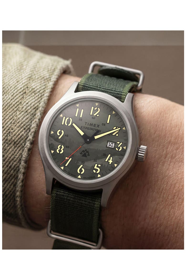 Expedition Sierra Fabric Strap Watch, Alternate, color, GREEN