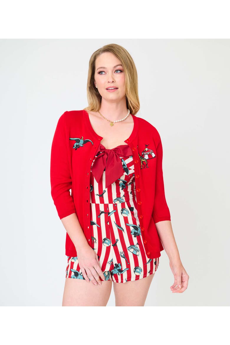 1950s Spaghetti Strap Romper, Alternate, color, White & Red w/ Elephant Print