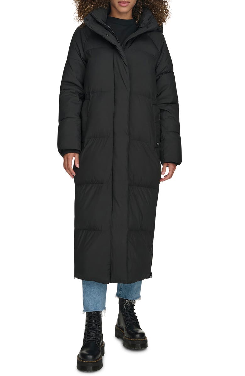 Levi's Water Resistant Side Zip Maxi Puffer Coat, Main, color, Black