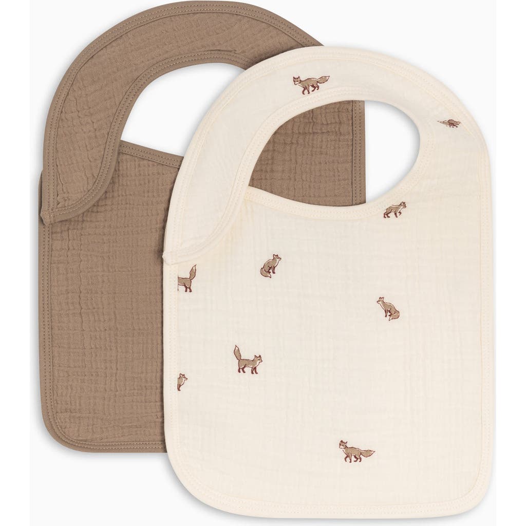 Colored Organics Kids' Organic 2-pack Muslin Bibs In Brown