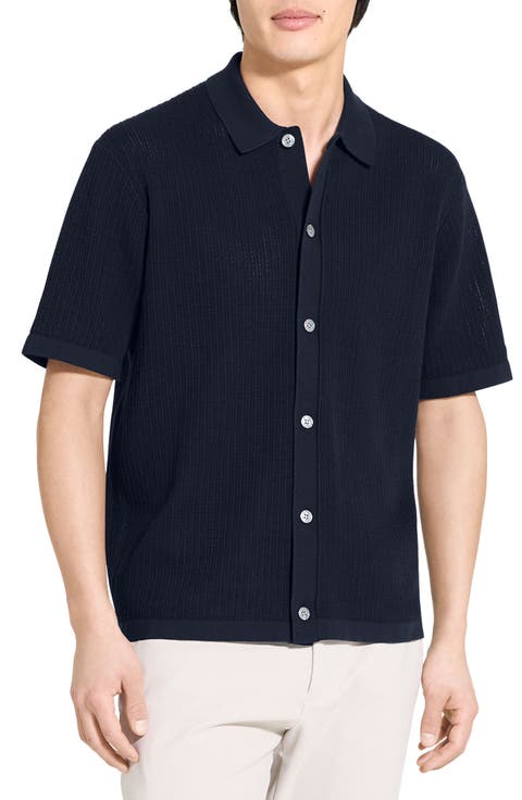 Tactile Cotton Open Stitch Button-Up Shirt