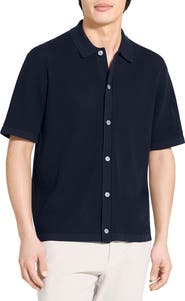 Theory Tactile Cotton Open Stitch Button-Up Shirt