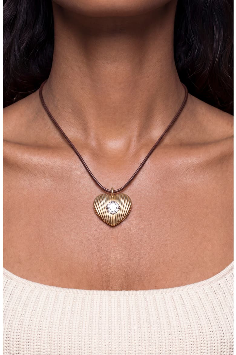 Heart Pendant Cord Necklace, Alternate, color, CLEAR