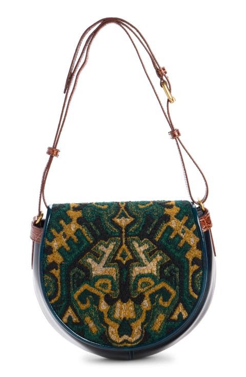 Arc Tapestry Print Mixed Media Crossbody Bag