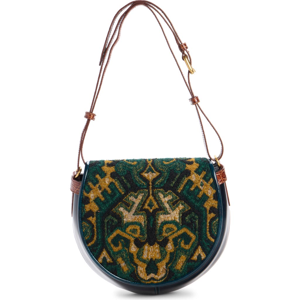 Dries Van Noten Arc Tapestry Print Mixed Media Crossbody Bag in Bottle  product