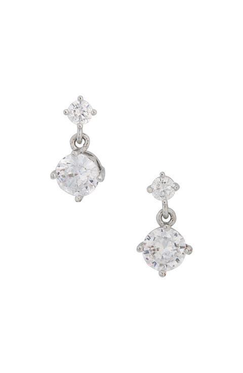 Dainty Cubic Zirconia Drop Stud Earrings