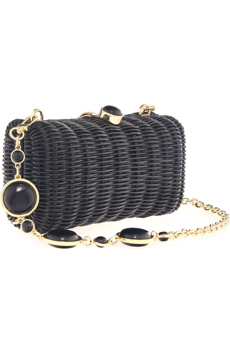 JUDITH LEIBER COUTURE Poppy Wicker Basket Clutch, Alternate, color, Champagne Black