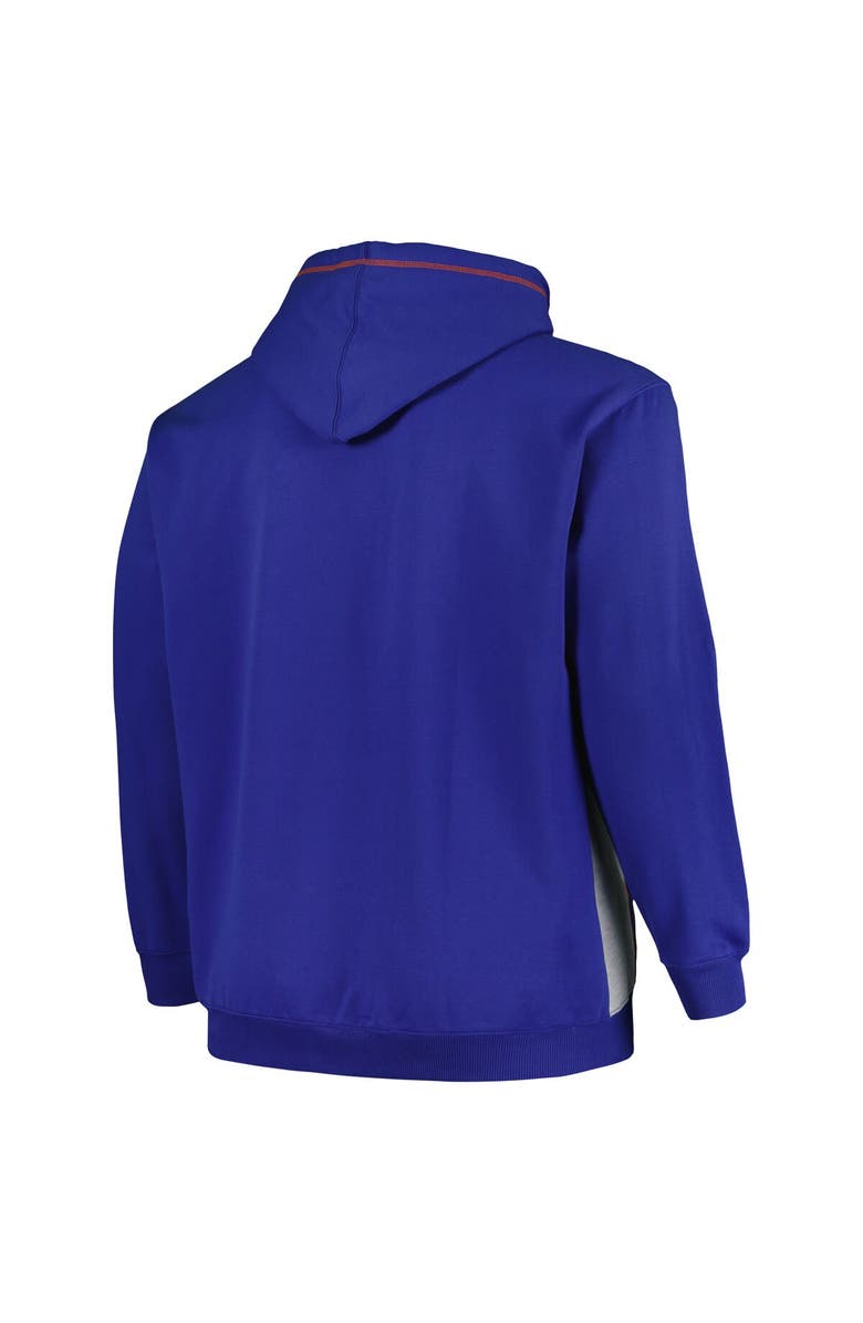 FANATICS Men's Fanatics Branded Blue/Heather Gray New York Knicks Big & Tall Contrast Pieced Stitched Full-Zip Hoodie, Alternate, color, 