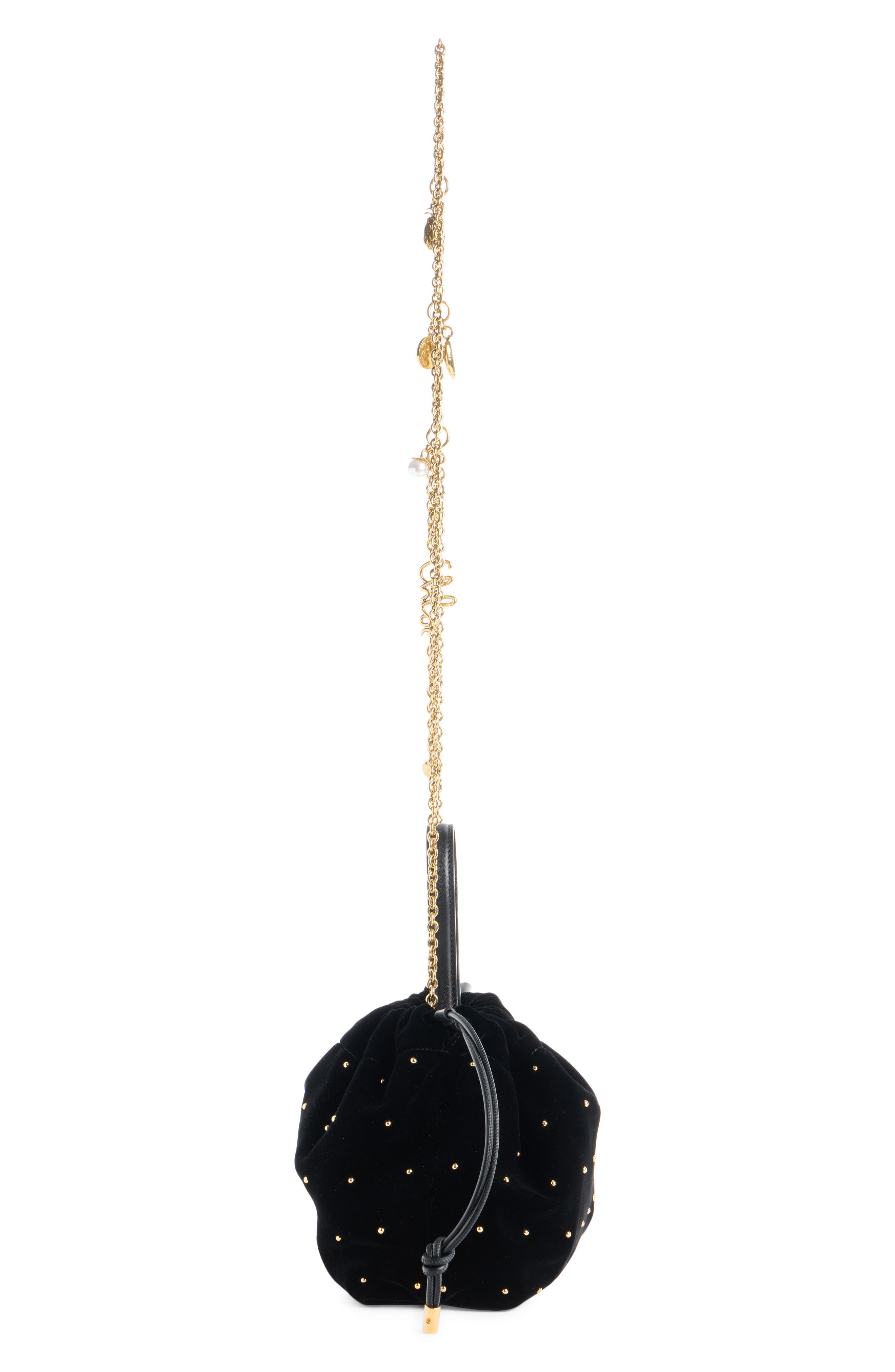 Small Velvet Drawstring Shoulder Bag, Alternate, color, BLACK