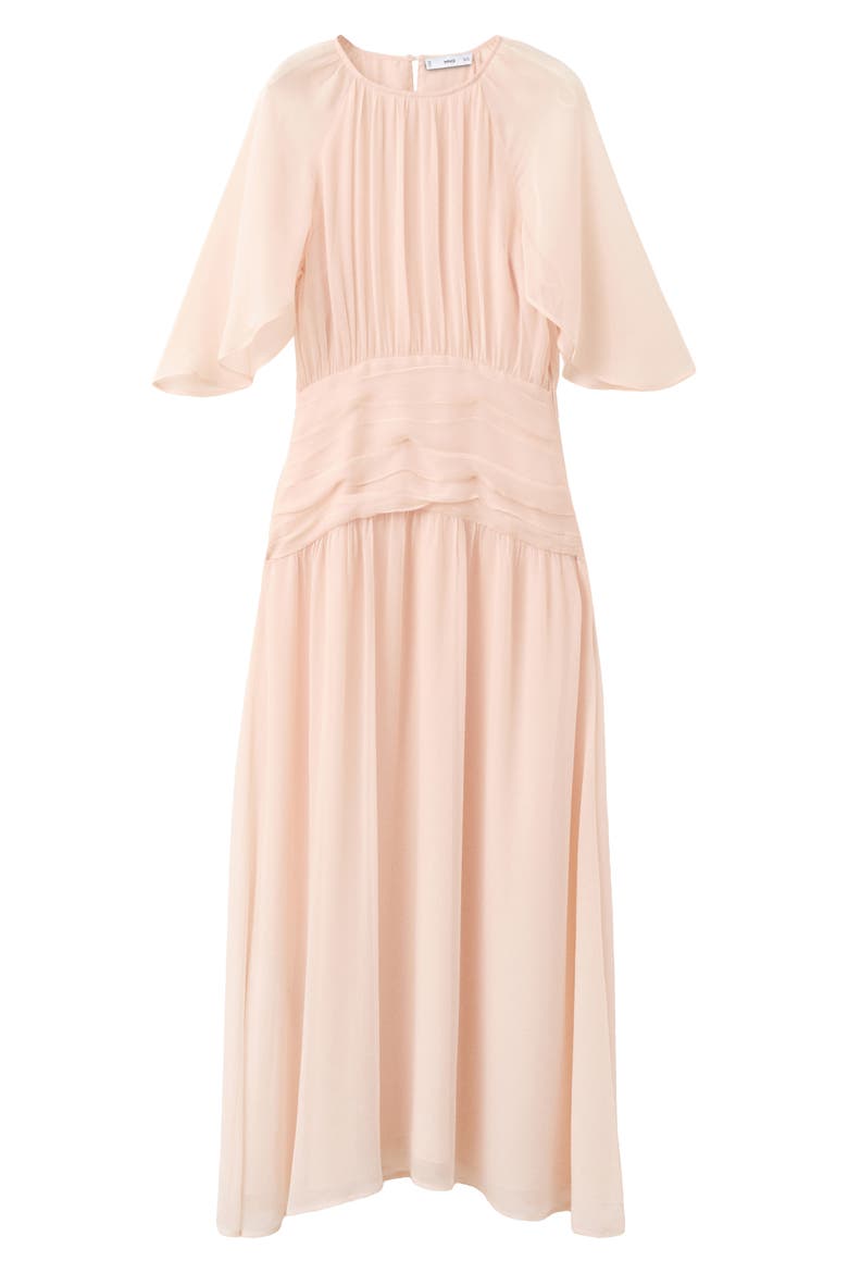 Ruched Chiffon Midi Dress, Alternate, color, PALE PINK