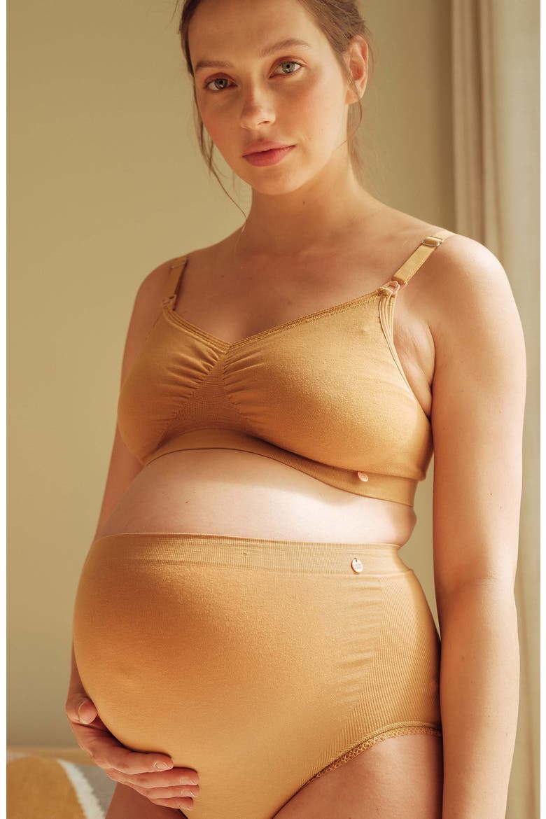 High Waist Maternity Briefs, Alternate, color, CUMIN