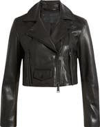AllSaints Elora Crop Leather Biker Jacket