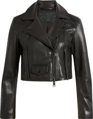 AllSaints Elora Crop Leather Biker Jacket