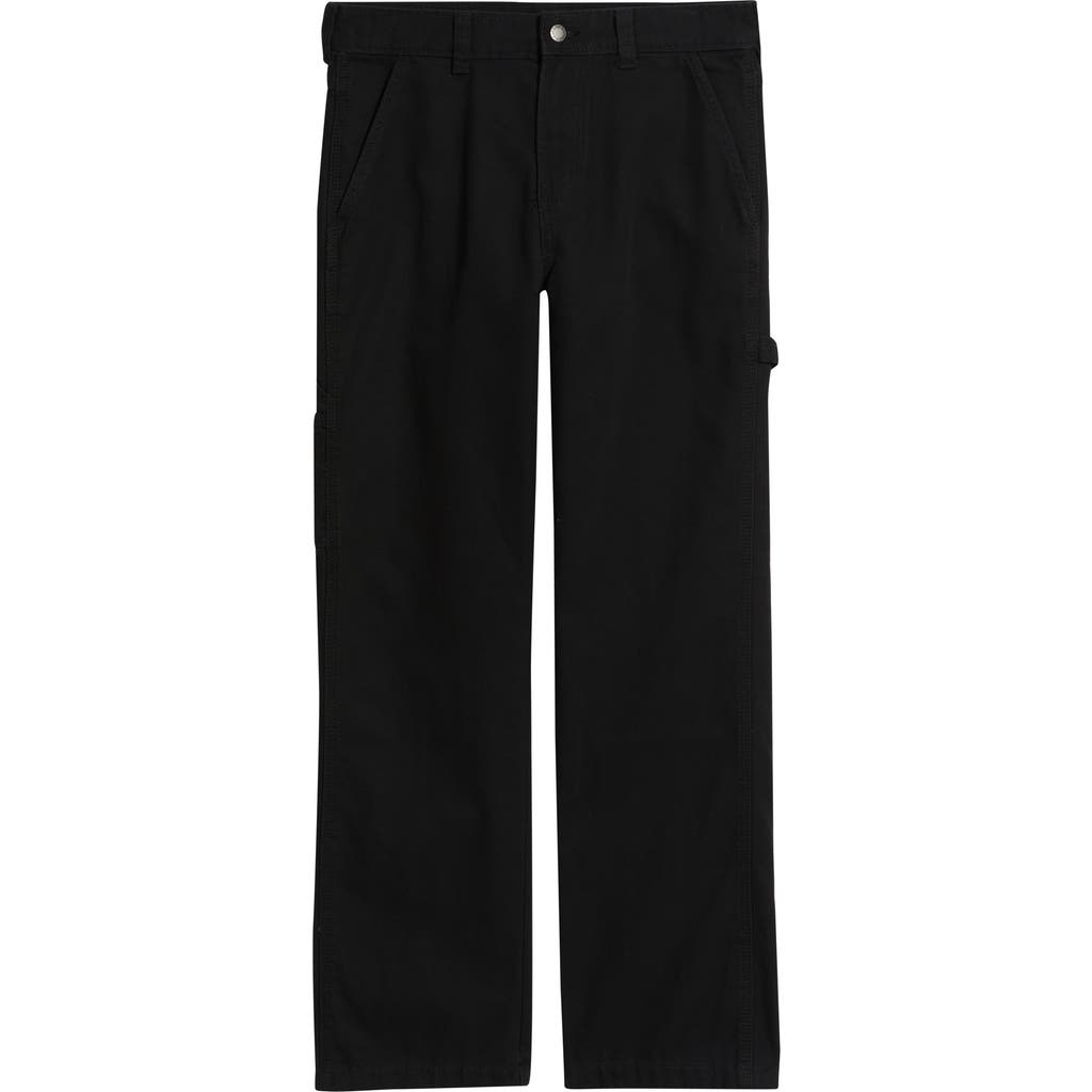 Dickies Straight Leg Black Cotton Canvas Carpenter Pants In Black