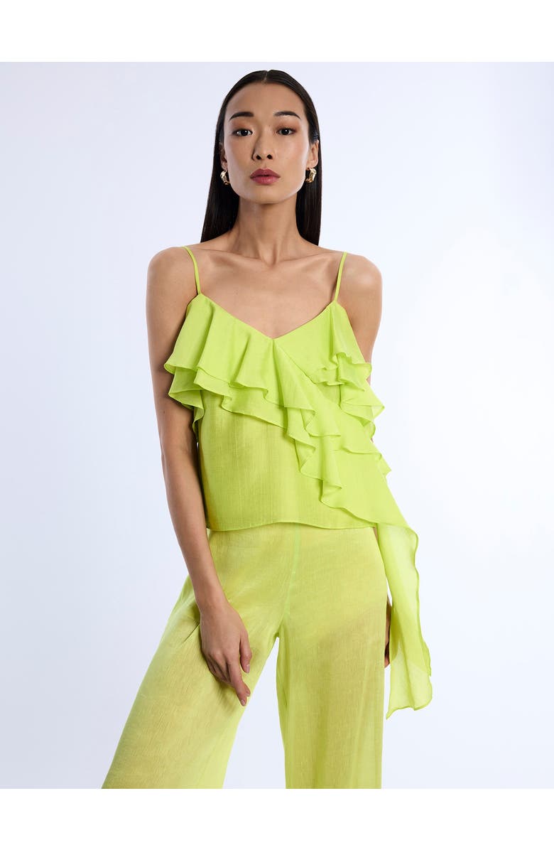BCBGMAXAZRIA Flounce Cami, Main, color, Chartreuse