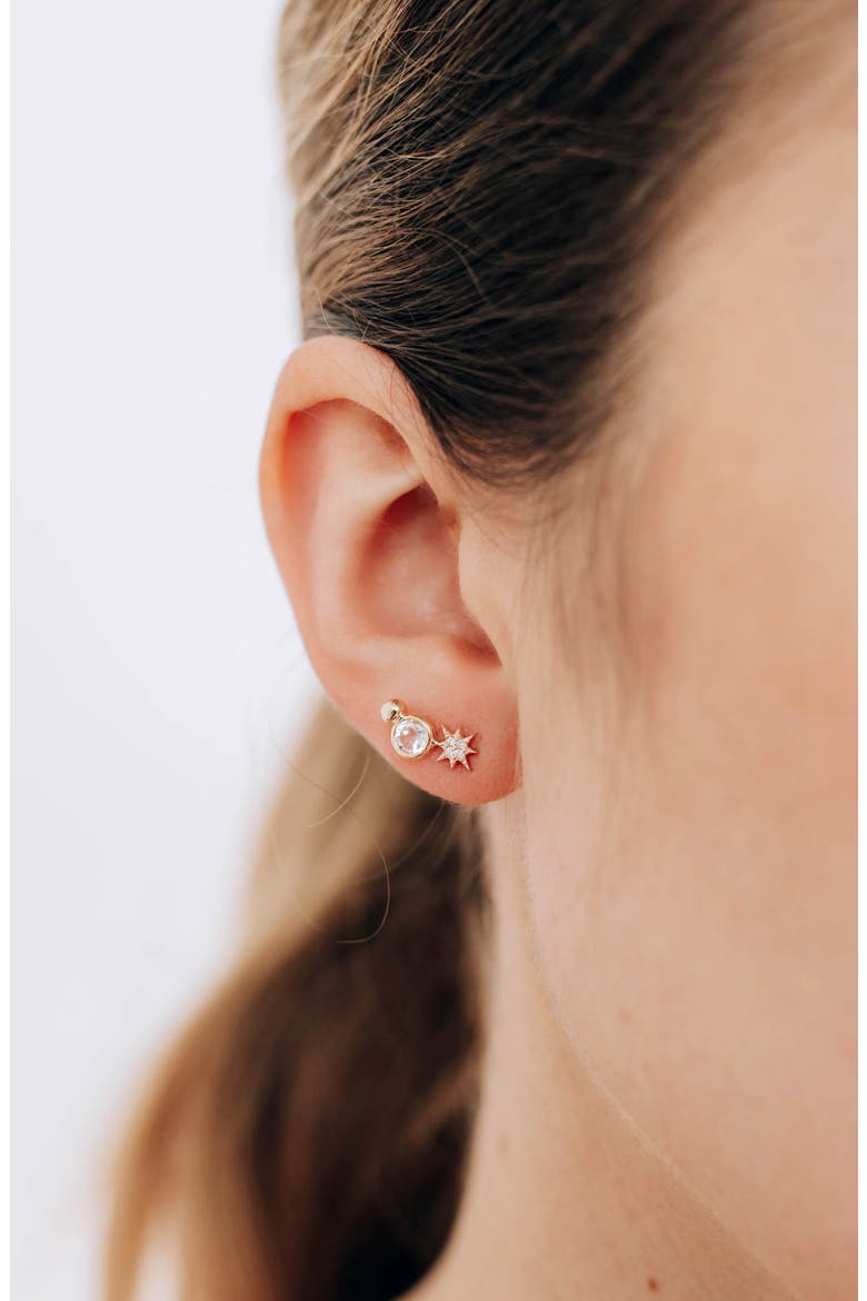 North Star Single Diamond Drop Earring, Alternate, color, WHITE GOLD