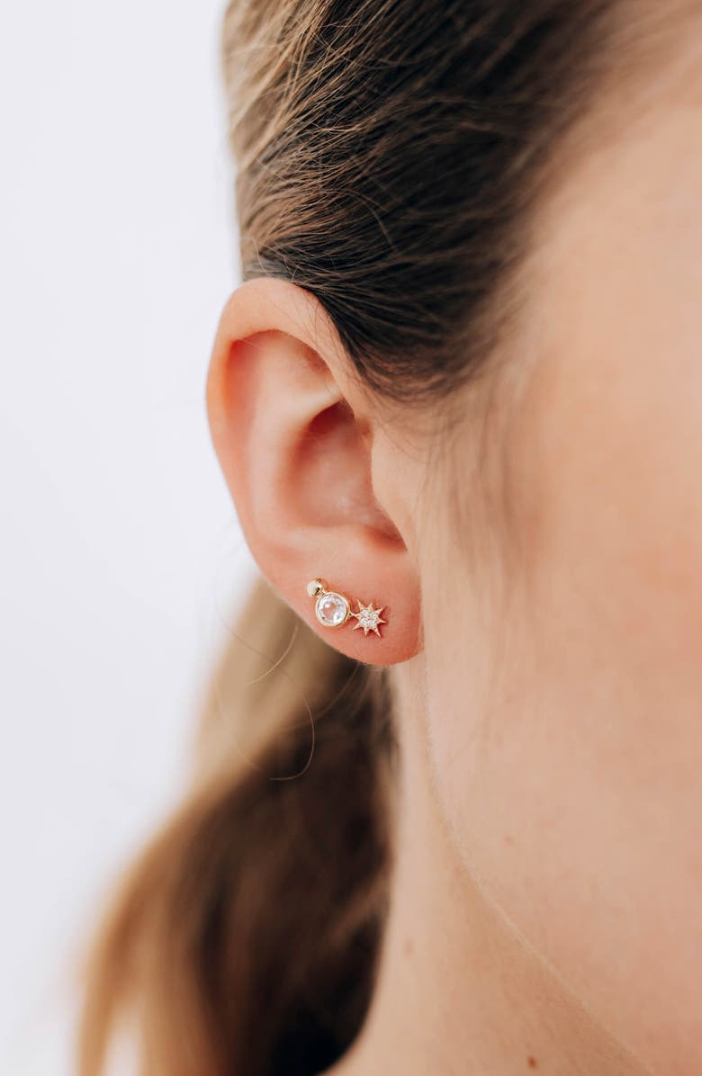 Anzie North Star Single Diamond Drop Earring, Alternate, color, White Gold