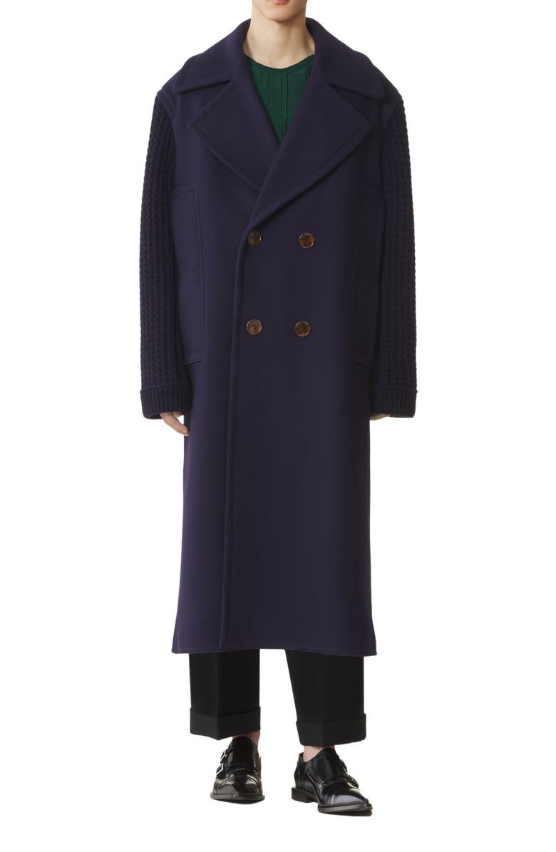 Lanvin Long Bi-material Peacoat, Main, color,