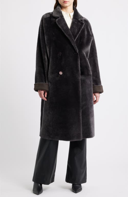 Hiso Elle Reversible Genuine Sheared Shearling Coat In Burgundy