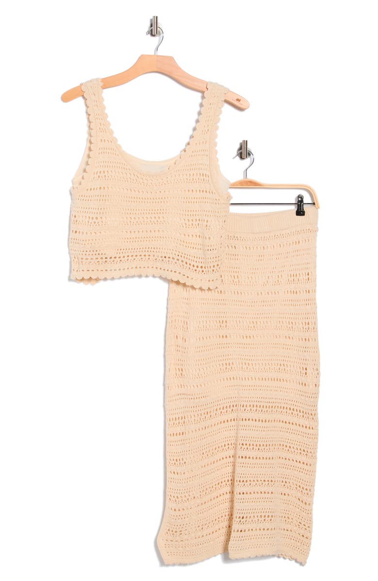 Madden Girl Open Knit Tank & Maxi Skirt Set, Alternate, color, Nautral