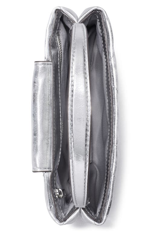 Tory Burch Kira Diamond Quilted East-west Top Handle Bag In Silver