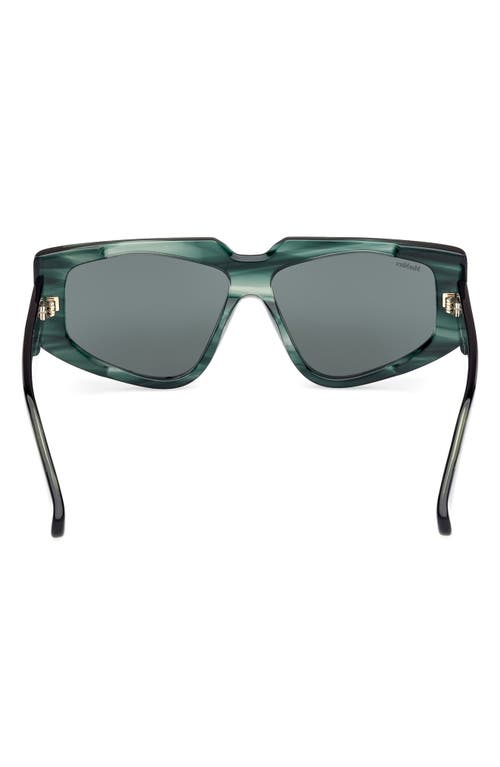 Max Mara Women's Transparent Dark Green Squared Cat-eye Sunglasses In Striped Deep Emerald/emerald