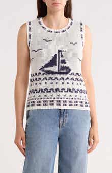 Sailboat Cotton Blend Sweater Tank