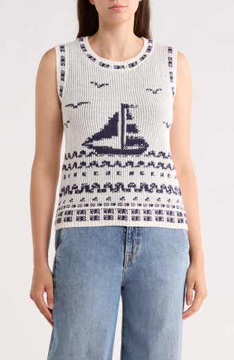 Sailboat Cotton Blend Sweater Tank