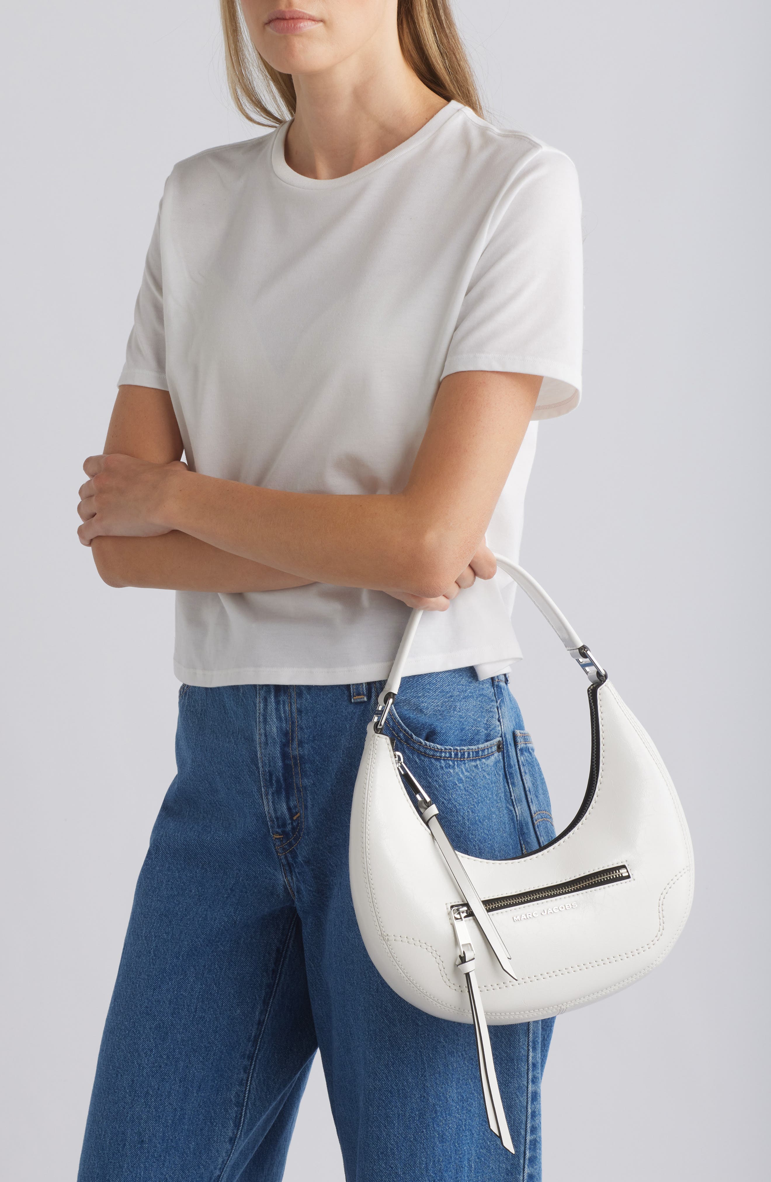 Marc Jacobs Small Crinkle Cruiser Crescent Bag, Alternate, color, Cotton