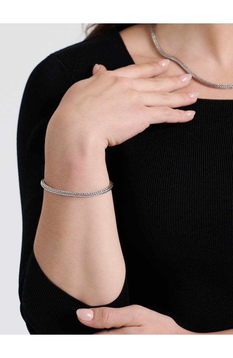 DEVATA Foxtail Round 4mm Chain Bracelet in Sterling Silver, Alternate, color, Silver