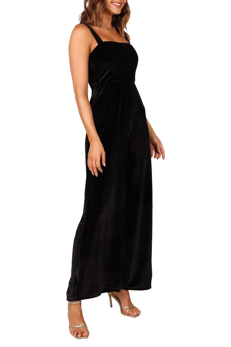 Scarlette Wide Leg Velvet Jumpsuit, Alternate, color, BLACK