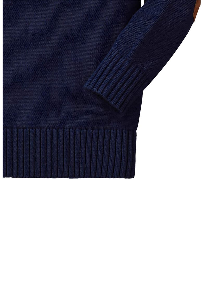 Boys' Half Zip Pullover Sweater with Elbow Patches, Kids, Alternate, color, Navy with Elbow Patches