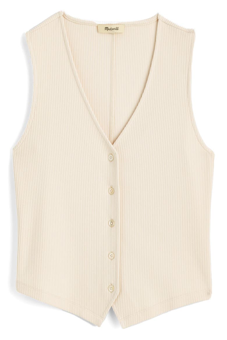 Rib V-Neck Vest, Main, color, VINTAGE IVORY