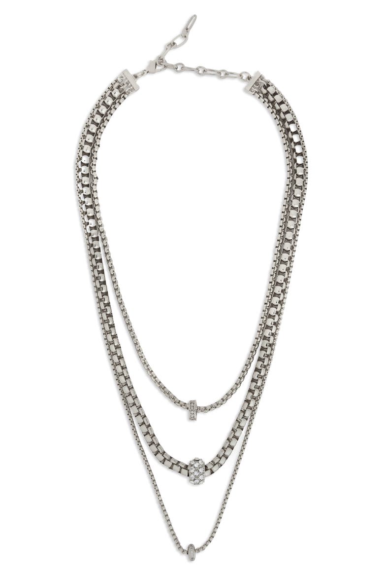 Crystal Charm Layered Necklace, Main, color, SILVER