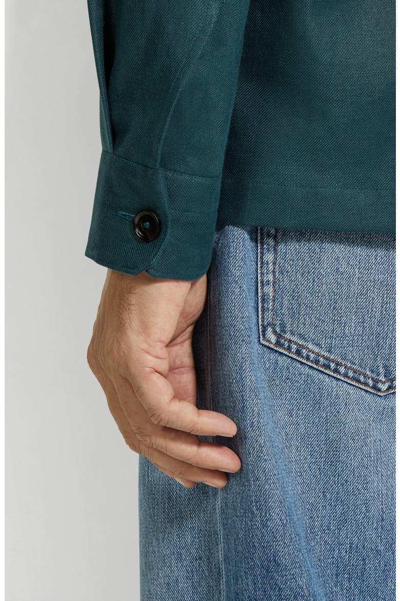 Oasi Linen Twill Overshirt, Alternate, color, TEAL GREEN