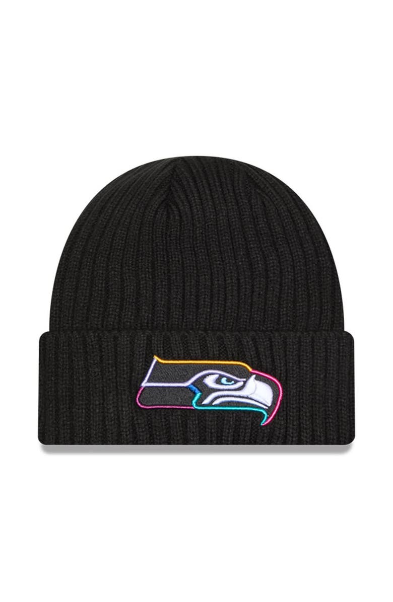 New Era Men's New Era Black Seattle Seahawks 2024 NFL Crucial Catch Cuffed Knit Hat, Main, color, Black