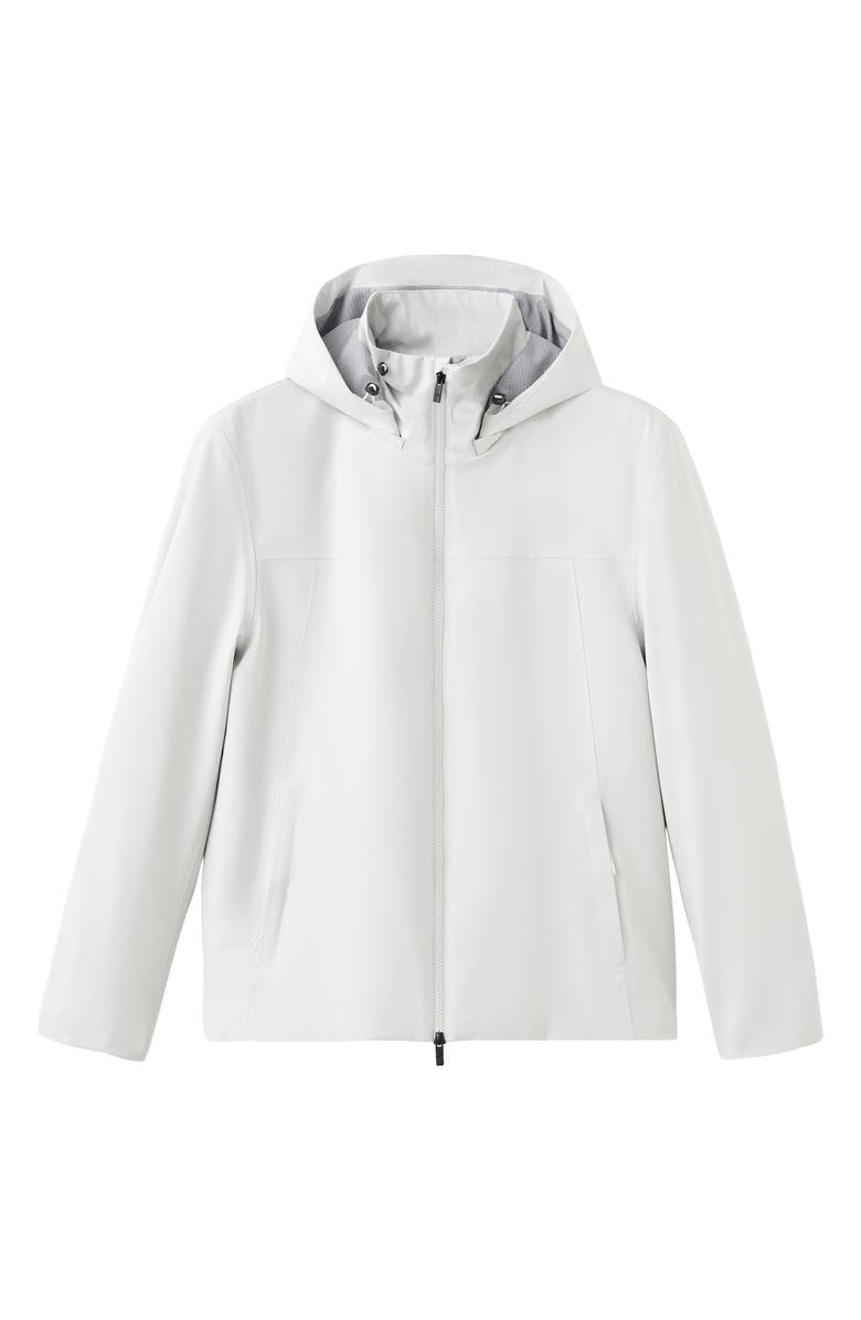 MANGO Hooded Water Repellent Bomber Jacket, Alternate, color, Ice Grey